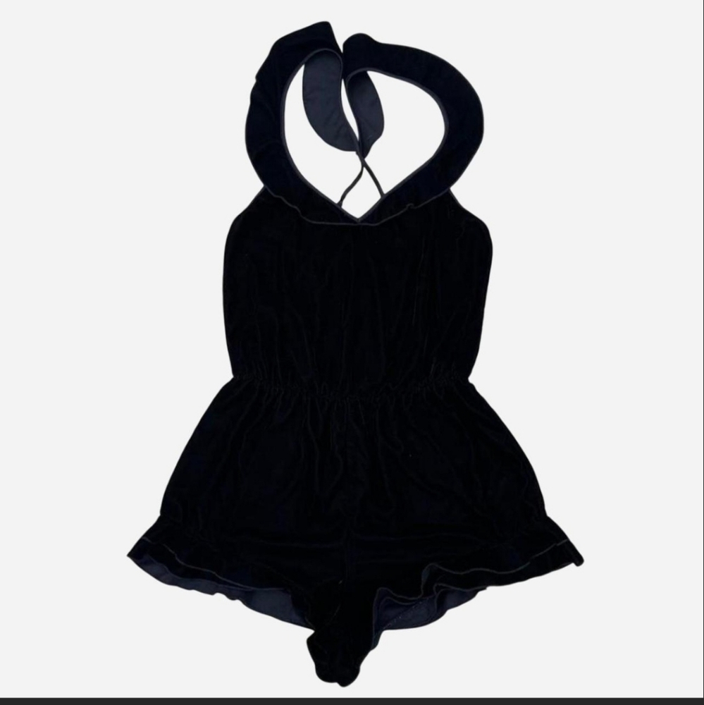 Victoria's Secret Black Velvet Romper
